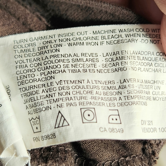 Gloria Vanderbilt Gizella Brown Floral Print & Flat Studs Long Sleeve Top Sz PXL - Picture 10 of 11